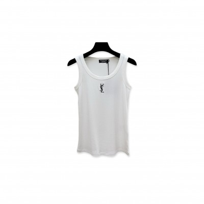 YSL EMBROIDERED RIBBED VEST
